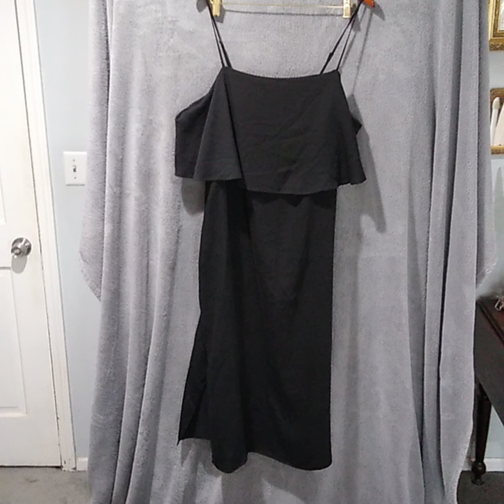 Anthropology Dress, Black Ruffle bodice, skinny straps, beach dress, size 20W